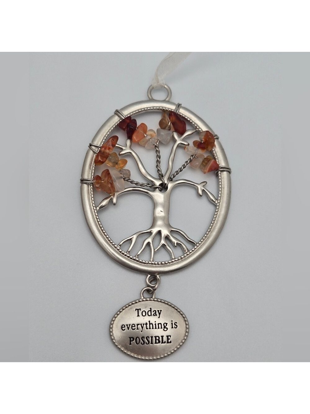 Ganz "Faith Makes All Things Possible" Tree of Life Ornament Silver Zinc